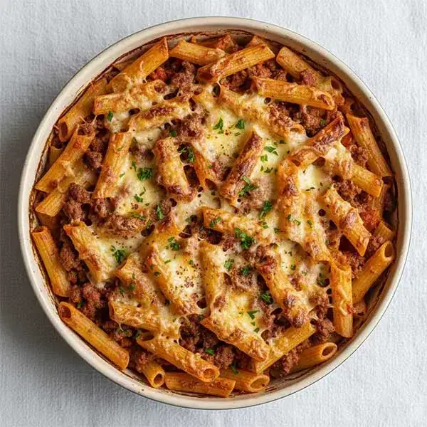 Rustic Arabic Pasta Bake With Spiced Minced Beef